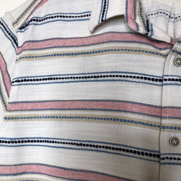 ROWM Stripe 100% Cotton Button Up Shirt Light Beach Woven Fabric Size: XL - Picture 7 of 11